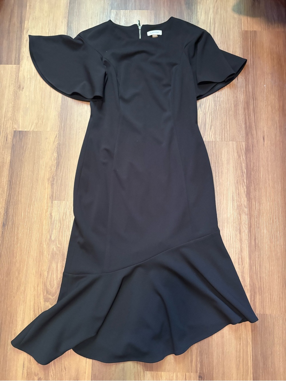 Calvin Klein Black Midi Asymmetrical Shift Dress 6